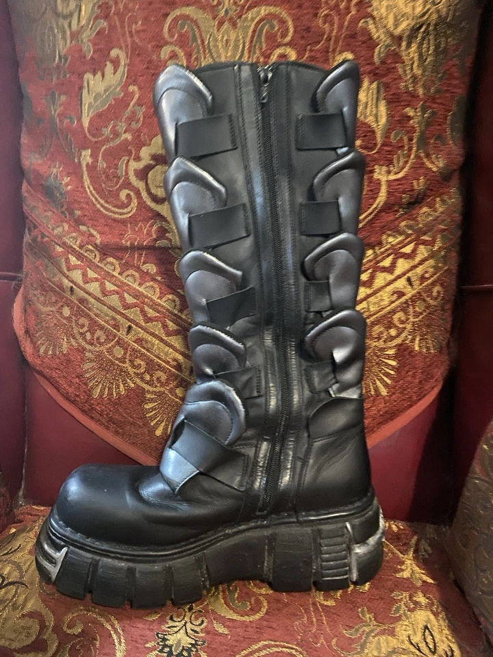 Nuevas botas rock unisex punk rock-Estilo 738S una negra talla 10 Foto 2 de 4