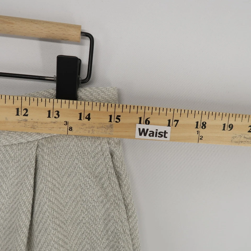 Pantalones de pierna ancha Dusan para mujer L gris beige espiga lana seda lino Italia Foto 4 de 4