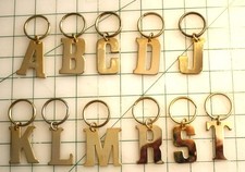 Initial Key chain Solid Brass Letter A,B,C,D,I,J,K,L,M,S,T, New old stock