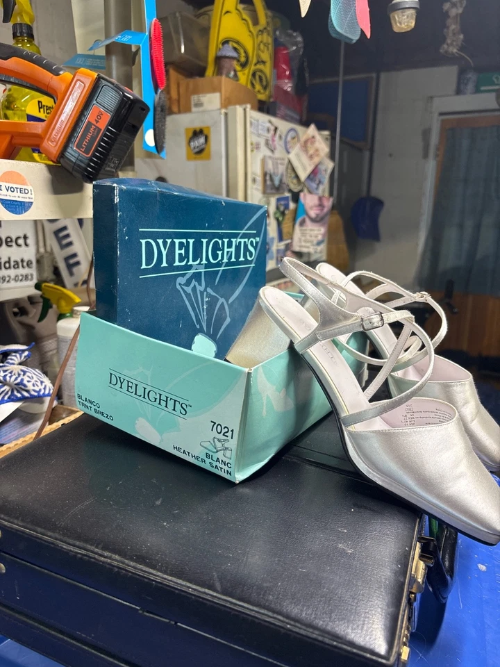 Женщин белый на танкетке крест ремень вересковый атласный Dyelights каблуки размер 10 - Изображение 3 из 4