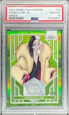 2023 Topps Chrome Disney 100 Cruella de Vil Green Refractor /99 #90 PSA 10