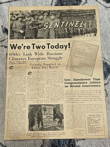 WW2 WWII US Army Military Theater Newspaper 5/15 1945 The Fighting 69th Sentinel