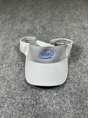 Intel Visor Hat Cap Adult One Size Adjustable Strap Back Gray Embroidered Logo