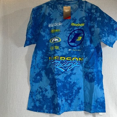 Allen Iverson I3 Racing Shirt Mens Large Blue Tie Dye Short Sleeve Reebok