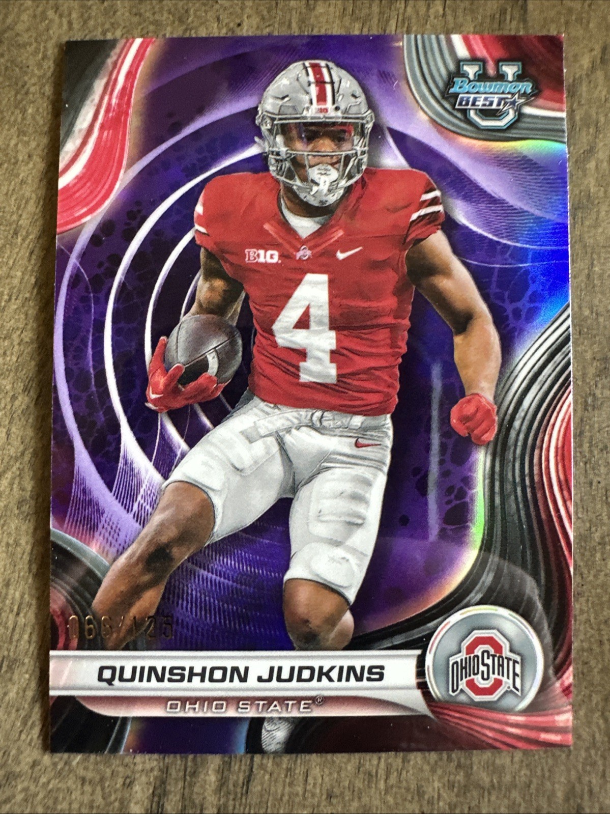 2024 Bowman Best University QUINSHON JUDKINS Purple Refractor #66/125 Cleveland