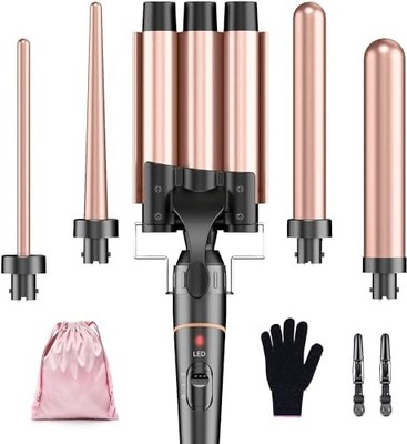 BESTOPE PRO WAVER CURLING IRON - 3 BARREL HAIR CRIMPER, 5 IN 1 CURLING WAND SET