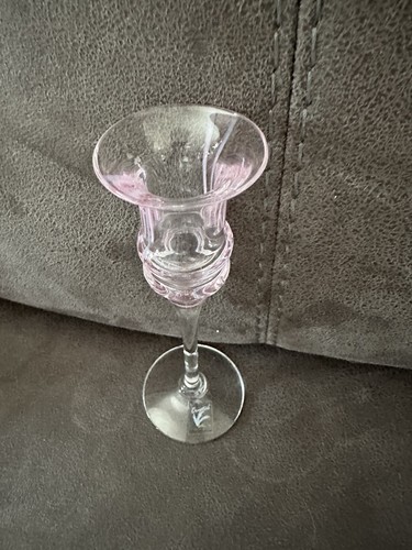 Slender Caithness Art Glass Pink and Clear Candle Stick - Picture 2 of 4