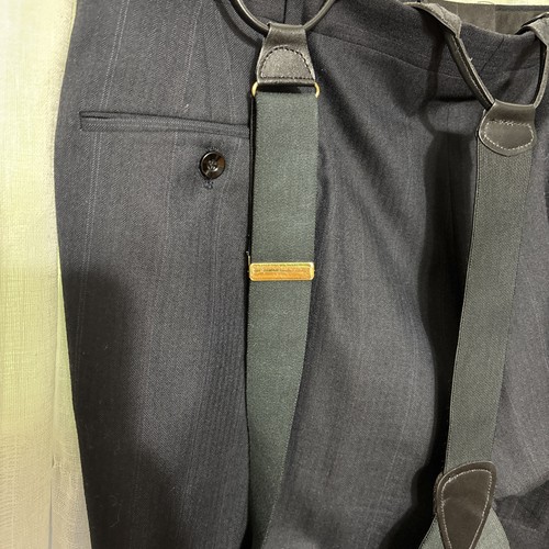 Hart Schaffner Marx 44S Navy Pinstriped USA Wool Mens Suit - Picture 18 of 21