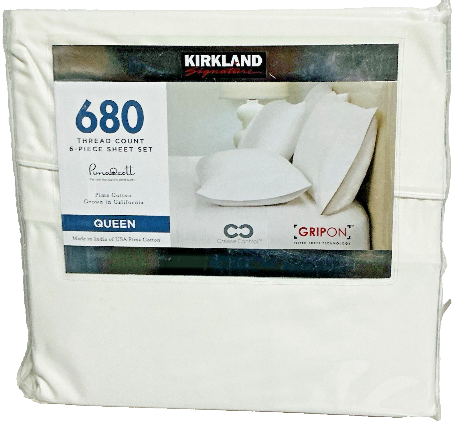 Kirkland Signature 680 Thread Count Sheet Set- Queen -Bright White