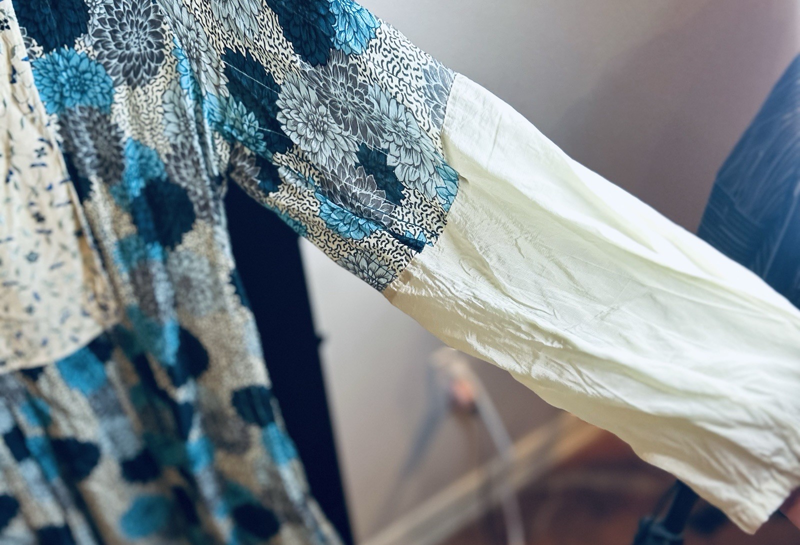 Benares Blue Floral Patchwork Boho ArtsyPeasant T… - image 4