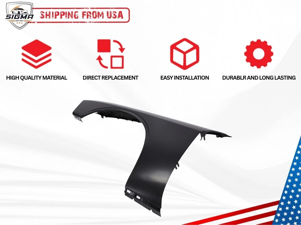 Guardabarros delantero izquierdo del lado del conductor de acero para Dodge Challenger 2008-2023 68275471AA Foto 2 de 4