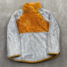 Simply Southern Fleece Pullover Womens Small Grey Yellow Colorblock Sherpa Snap