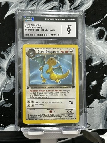 CGC 9 Dark Dragonite 22/82 Rare 1st Edition Team Rocket Pokémon Card