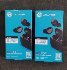  2 JLab Go Pop True Wireless Earbuds with 35 Hours Playtime, Black - NEW