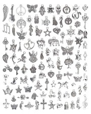 Wholesale Bulk Lots Jewelry Making Silver Charms Mixed Smooth Tibetan Silver Met
