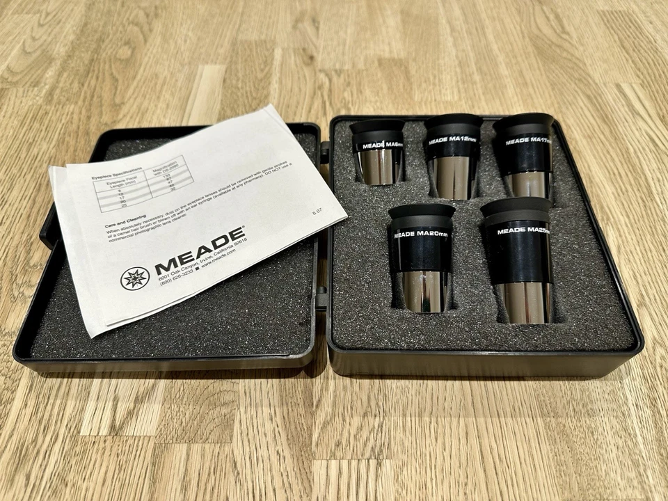 Meade Telescope 1.25" MA Series, 5 Piece Lens Set, 6, 12, 17, 20, 25mm with Case - Image 3 of 4