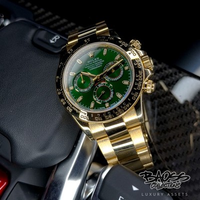 Rolex Cosmograph Daytona  John Mayer  Full Set   18k Yellow Gold Green Dial