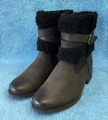 $200 UGG BLAYRE III Black Buckle Sheepskin Sherpa Boot 1095153 39 women  - Main Image