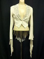 Western Fringe Stage Jacket w/ Aurora Crystals Size Medium ladies White