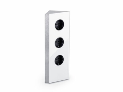 WIPO Power Eck G Steckdosenelement 3x Schuko Glas weiß
