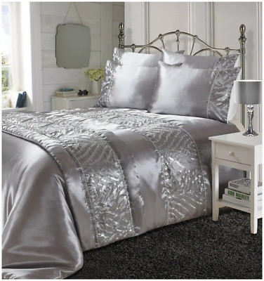 Silber Kristall Schimmer Diamant Pailletten Glitzer Bettdecke Quilt Bettwäsche Kissenbezug