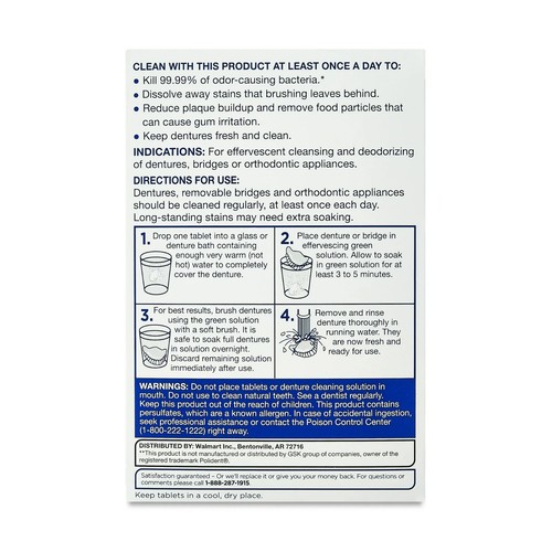 Equate Mint Fresh Antibacterial Denture Cleanser Tablets Twin Pack, 120 Count, 2 - Picture 4 of 4