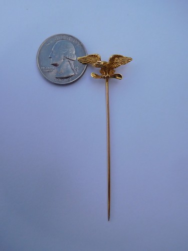 French Art Nouveau 1908 18K Gold Eagle Airplane Propeller 1st Flight Stick Pin🦅 - Picture 11 of 12