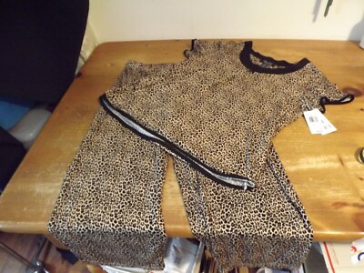 NEW Rene Rofe SEXY PAJAMA SET large ANIMAL PRINT RET48 NWT