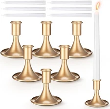 Suclain 6 Sets Gold Taper Candle Holder Party Decoration Candlestick Holders Can