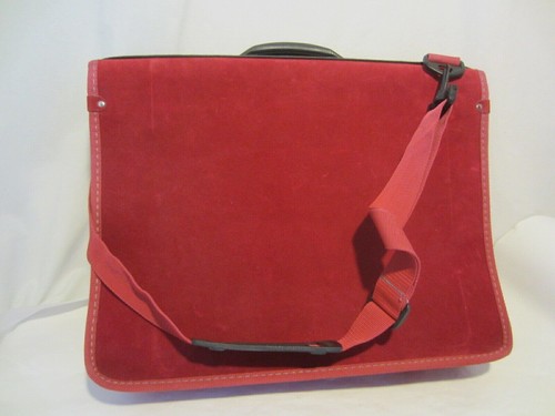 DISNEY MICKEY MOUSE Baggy All Over World red suede briefcase book bag tote NEW - Picture 5 of 9