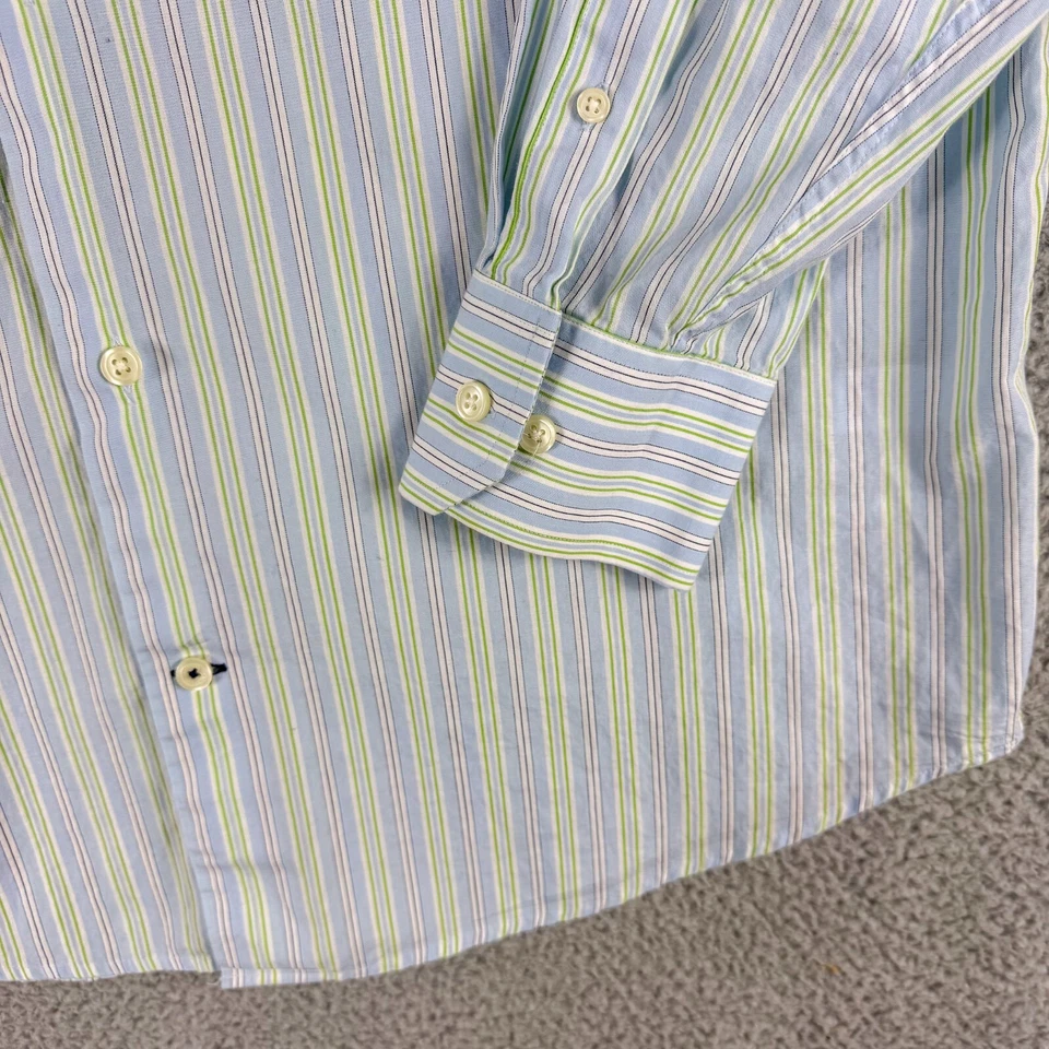 Camisa Banana Republic Para Hombres 15.5 Azul Blanco Rayas Camisa Negocios Informal Prepy Foto 4 de 4