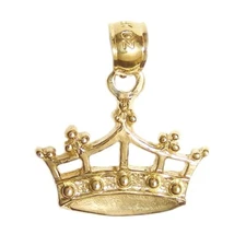 New 14k Yellow Gold Crown Pendant