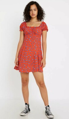 Dot \u0026 X Red \u0026 Blue Floral Ruffle Dress 