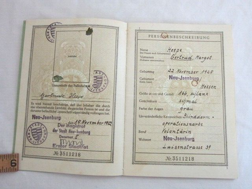 Post WWII 1953 Neu-Isenburg Germany Reisepass Deutschland Immigrant Quota to USA - Bild 3 von 12