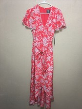 Vince Camuto Dress Orange Maxi Surplice Ball Fringe-Trim SZ 4 NEW