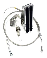 Billet Aluminum Floor Mount Throttle Pedal Kit W/ Braided Cable & Return Spring