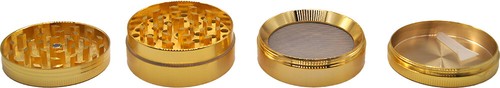 2" 4 Piece Grinder Tocabbo Herb Spice Crusher Dollar Sign on Top Gold Color - Picture 4 of 6
