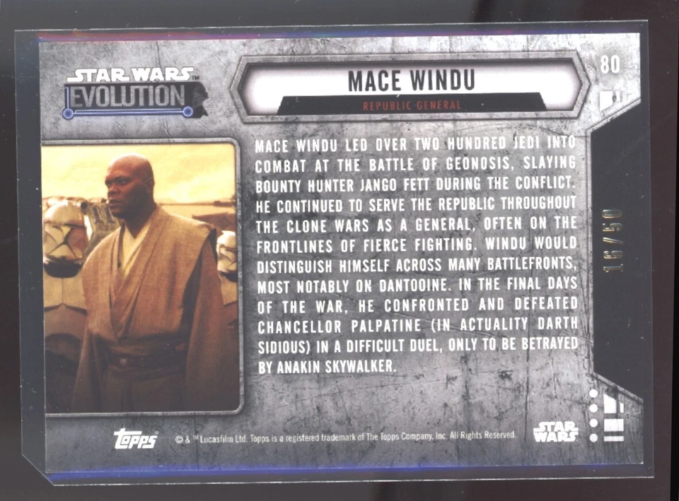 MACE WINDU 2016 Star Wars Gold Evolution #80 16/50 - Image 2 of 2
