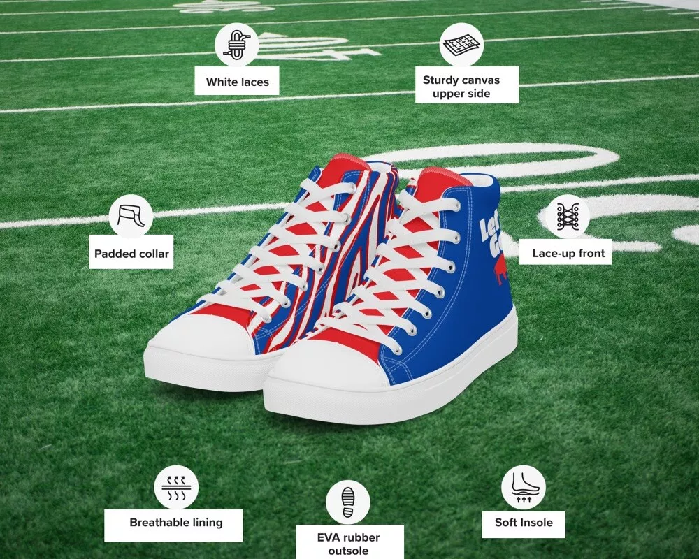 Let s Go Buffalo High Top Sneakers. Buffalo Football Theme Shoes Bills Sneaker