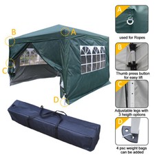 Image of 3x3m Heavy Duty Waterproof Pop Up Gazebo Garden Party Canopy Tent with 4 Sides