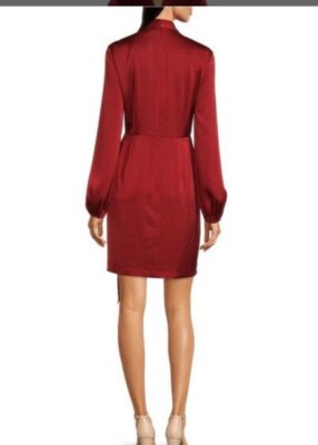 Alex Marie 6 Rust Iris V-Neck Waisted Draping Panel Wrap Party Dress Satin  $178 | eBay