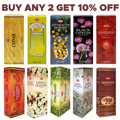 Hem Incense Large Selection Box Of 6 X 20= 120 Sticks Select Your Favorite Scent