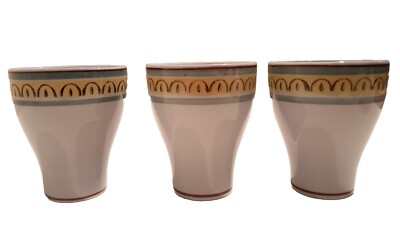 Three Vintage Arabia of Finland CROWN BAND Cups Tumblers 1955-1970 EUC
