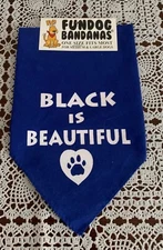Doggiedanna BLACK IS BEAUTIFUL Design Blue Dog Bandana MEDIUM LARGE Tie On Scarf
