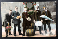 Postcard curious birthday card - young men wi...