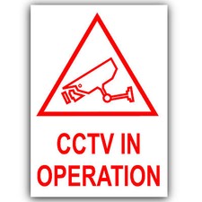 4 x CCTV In Operation Warning Security Stickers-Self Adhesive Vinyl Signs-120mm