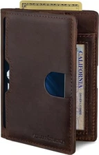 Serman Brands Men's Wallet Slim Minimalist Bifold Leather RFID Texas Brown