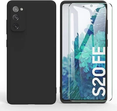 Hülle für Samsung Galaxy S20 FE 5G Schutzhülle Silikon Case Schwarz + Schutzglas