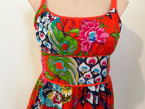 Milly & Maude Multi Colour Red Floral Midi Sleeveless Fit n Flare Dress Size XL - Picture 4 of 16
