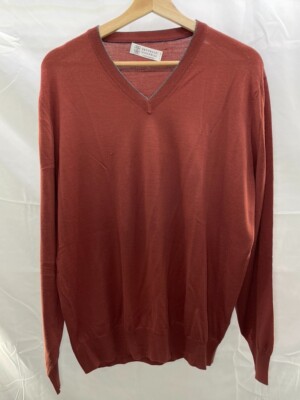54 Large BRUNELLO CUCINELLI Wool Cashmere Knitwear Pullover V Neck Sweater